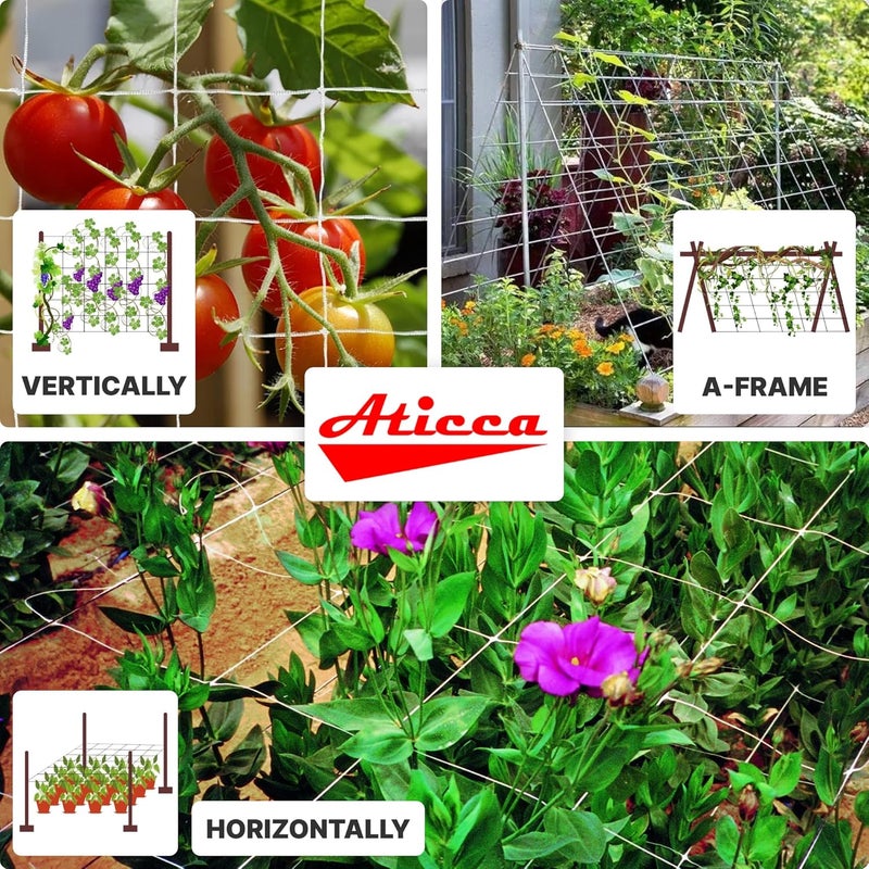 Aticca Plastic Trellis Netting 79" x 328 ft Heavy Duty Plant Support Netting White - 6 Inch Garden Trellis on Roll - Mesh for Growing Vine Climbing Plants, Flowers, Peas, and Cucumber - Image 4